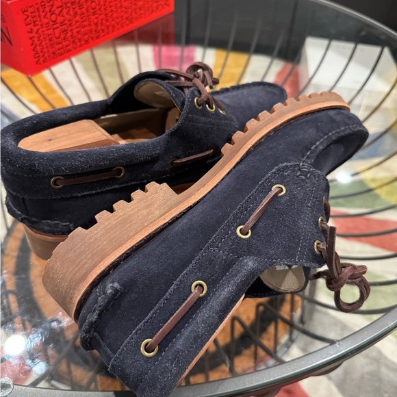 Timberland 3 eye lug sole Men's Dark Blue Suede Boat Shoes - Picture 5 of 6